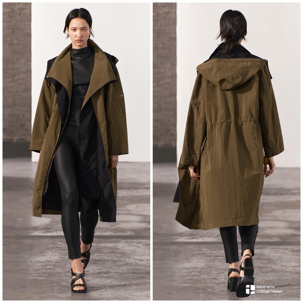 Zara Olive and Black Trench Coat